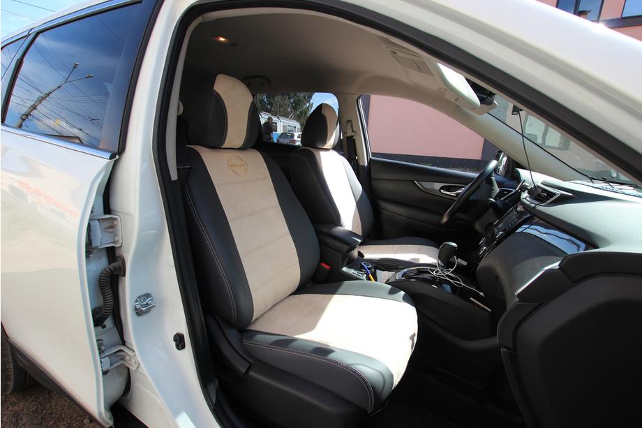 Nissan X-trail T32/Rogue 2014-2021 гг. Авточехлы ЭкоКожа+Ткань+Алькантара Antara A0013 (Полный Комплект) Image