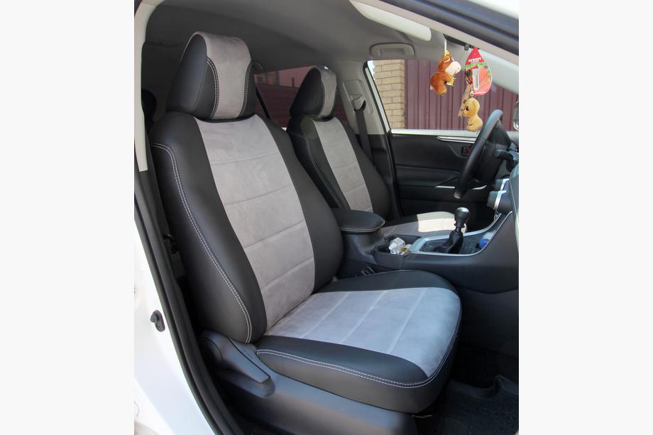 Toyota Rav 4 2019- гг. Авточехлы Эко-кожа+Ткань+Алькантара Antara A0010 (Полный комплект) Image