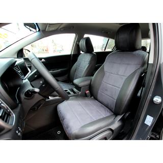 Авточехлы Эко-кожа+Ткань+Алькантара Antara A0010 (Полный комплект) Kia Sportage 2021- гг. фото 1