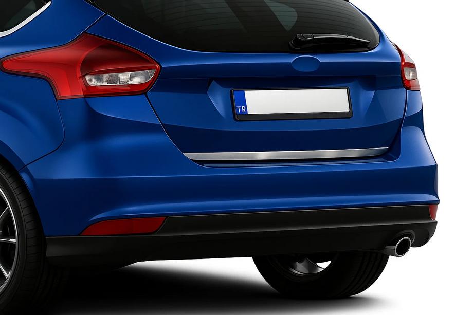 Ford Focus III 2011-2017 гг. Накладка на багажник 2015-2017 (Хэтчбек, нержавейка) Image