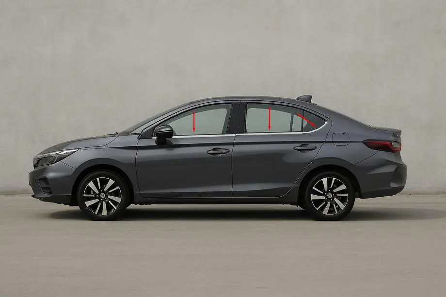 Honda City 2021- гг. Окантовка Окон SD (6 шт, Нержавейка) Image