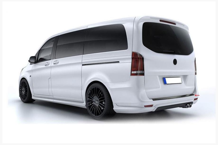 Mercedes Vito/V-class W447 2014- гг. Накладка на задний бампер (натуральный карбон) Фото 3