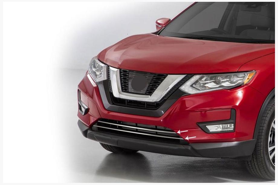 Nissan X-trail T32/Rogue 2014-2021 гг. Накладки на решетку бампера (2017-2021, 2 шт, нержавейка) Фото 1