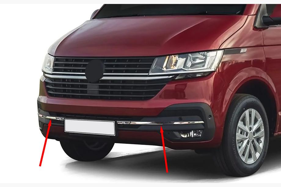 Volkswagen T6 2015-2024 гг. Накладки на решетку бампера 2019+ (3 шт, нержавейка) Image