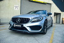 Mercedes C-сlass W205 2014-2021 гг. Передняя решетка Panamericana GT Черная (для Avantgarde/AMG-Line/C43 AMG) фото 5