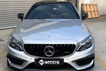 Mercedes C-сlass W205 2014-2021 гг. Передняя решетка Panamericana GT Черная (для Avantgarde/AMG-Line/C43 AMG) фото 6