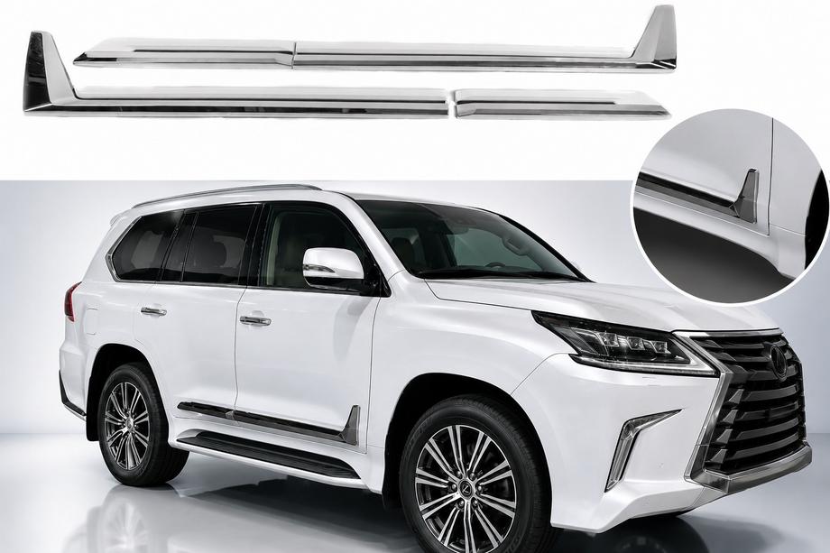 Lexus LX 500d/600 2022- гг. Молдинги на двери F-Sport Белые+Хром (4 шт, ABS) Image