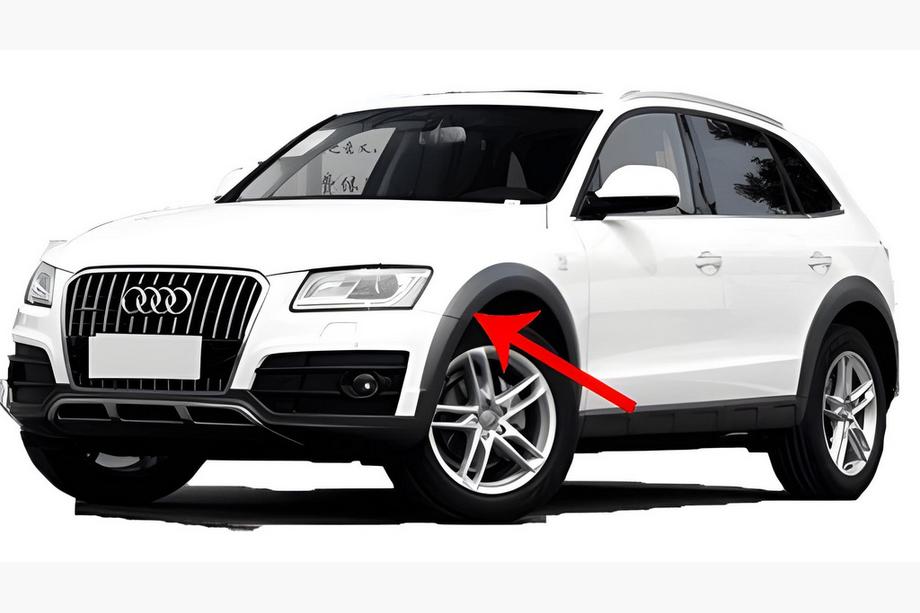 Audi Q5 2008-2017 гг. Брызговики Premium (комплект 4 шт., с широкими расширителями арок) Фото 3