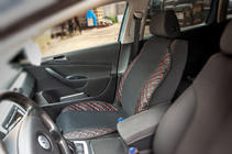 Накидка на сиденье ECO и ткань (1 шт, Черный с красной строчкой + ткань) фото 2