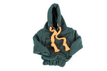 Чехол на рычаг КПП в стиле худи (зеленый, оранжевый шнурок) фото 3