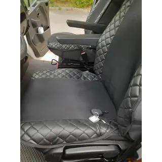 Накидка на сиденье ECO и ткань (1 шт, Черный с черной строчкой + ткань) фото 4