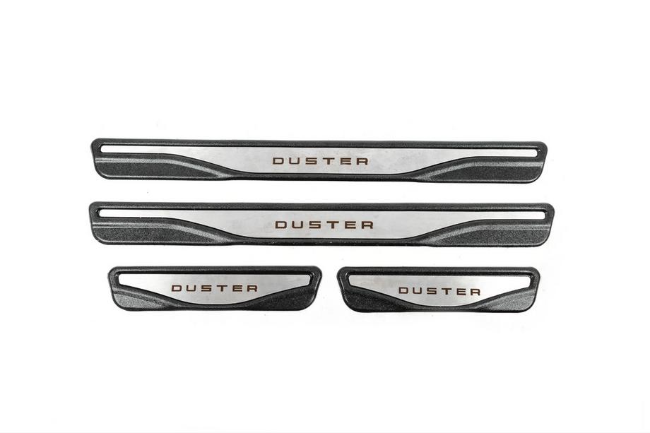 Renault Duster 2008-2017 гг. Накладки на пороги Carmos V4 (4 шт, нержавейка) Image