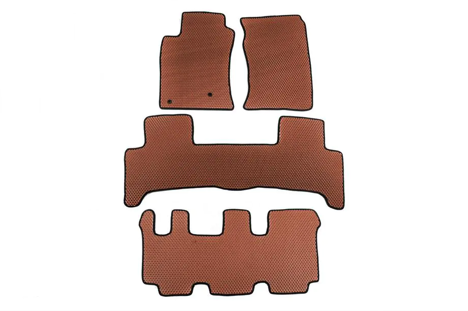Lexus GX470 2002-2009 гг. Коврики EVA (3 ряда, Коричневые) Image
