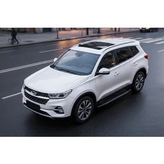 Боковые пороги Bosphorus Grey (2 шт., алюминий) Chery Tiggo 7 2020- гг. фото 1