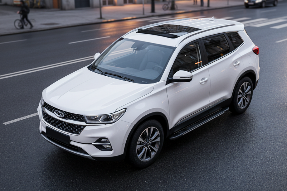 Chery Tiggo 7 2020- гг. Боковые пороги Bosphorus Grey (2 шт., алюминий) Image
