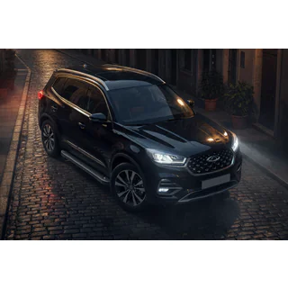 Боковые Подножки Allmond Black (2 шт., Алюминий) Chery Tiggo 8 2017- гг. фото 1