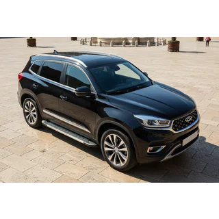 Боковые пороги RedLine V1 (2 шт., алюминий) Chery Tiggo 8 2017- гг. фото 1