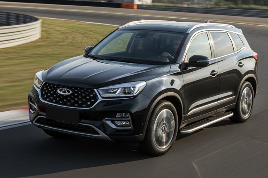 Chery Tiggo 8 2017- гг. Боковые Подножки Tayga Grey (2 шт., Алюминий) Image