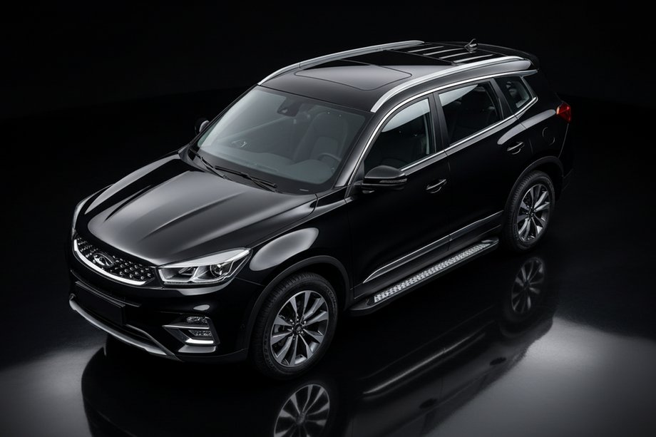 Chery Tiggo 8 2017- гг. Боковые пороги New Vision Black (2 шт., алюминий) Фото 1