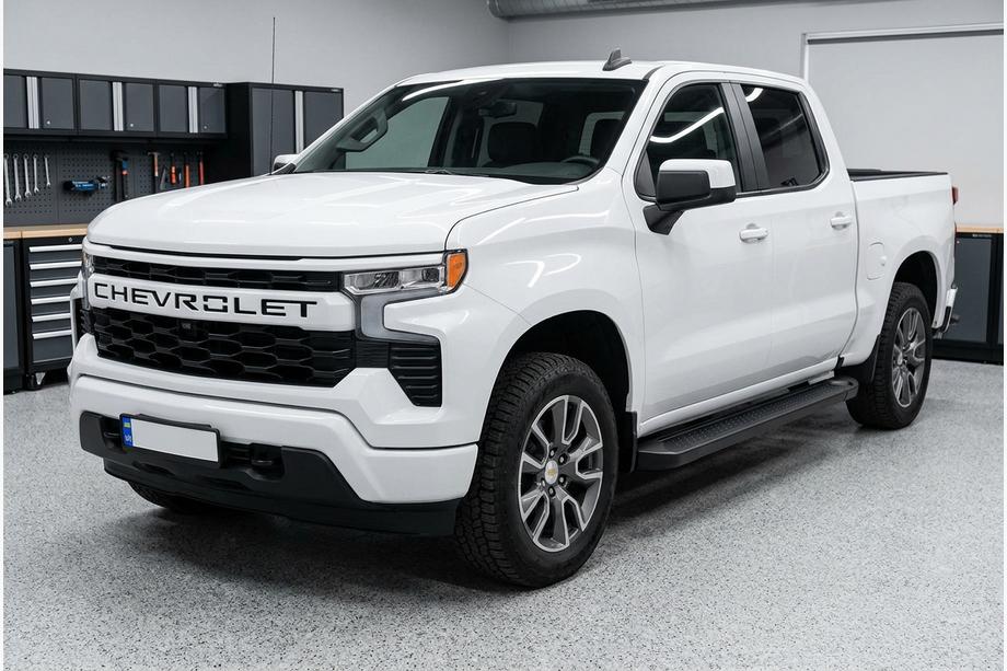 Chevrolet Silverado 2019- гг. Боковые Подножки Allmond Black (2 шт., Алюминий) Image