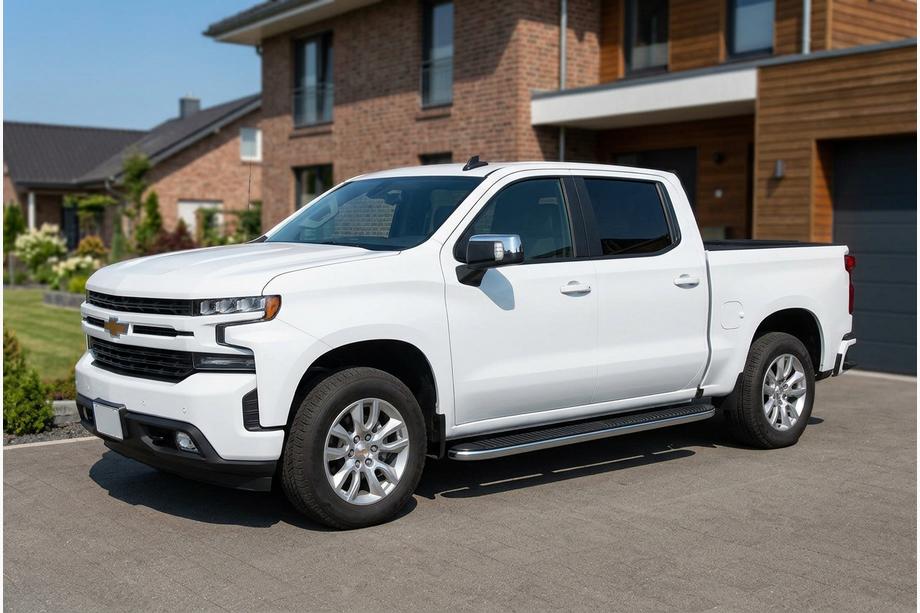 Chevrolet Silverado 2019- гг. Боковые Подножки Tayga Grey (2 шт., Алюминий) Image