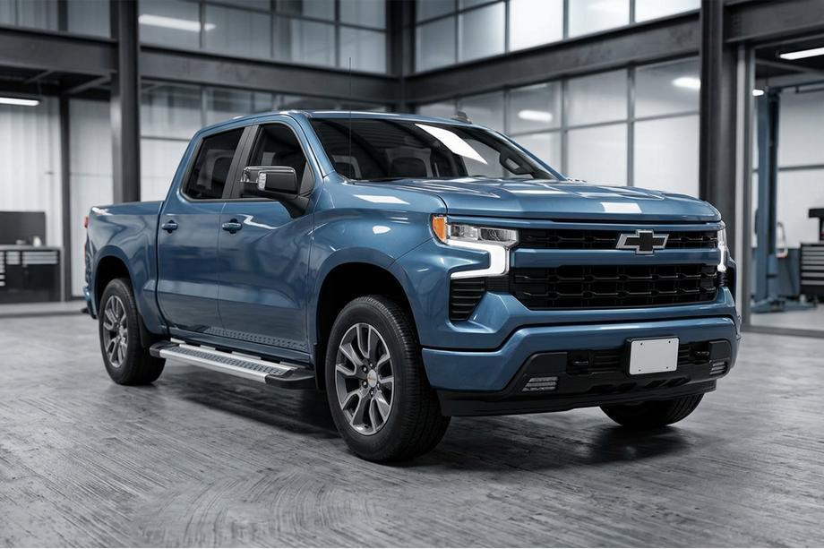 Chevrolet Silverado 2019- гг. Боковые Подножки New Vision Grey (2 шт., Алюминий) Image