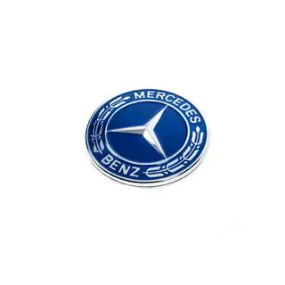 Заглушка вместо эмблемы на капот Mercedes (синяя, 57мм) фото 1