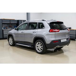 Боковые пороги Allmond Grey (2 шт., алюминий) Jeep Cherokee KL 2013- гг. фото 1