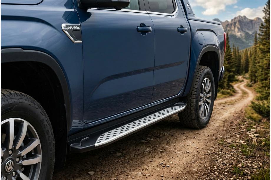 Volkswagen Amarok 2022- гг. Боковые Подножки Shining V1 (2 шт., Алюминий) Фото 1