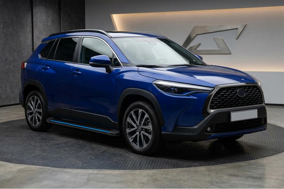 Toyota Corolla Cross 2020- гг. Боковые Подножки Maya Blue (2 шт., Алюминий) Фото 1