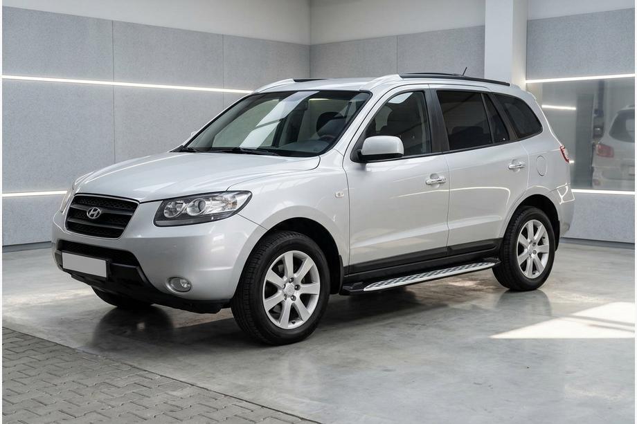 Hyundai Santa Fe 2 2006-2012 гг. Боковые Подножки Shining V1 (2 шт., Алюминий) Фото 1
