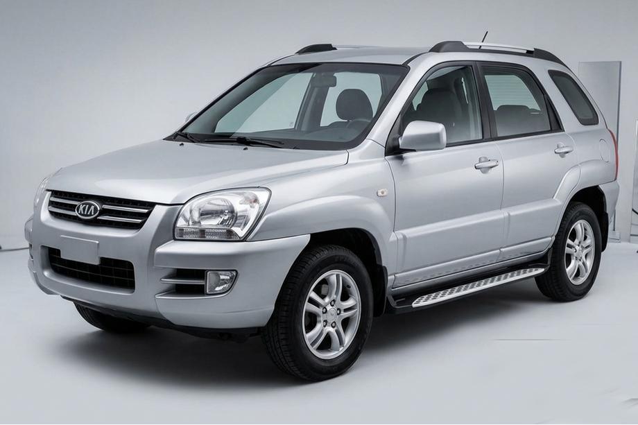 Kia Sportage 2004-2010 гг. Боковые Подножки Shining V1 (2 шт., Алюминий) Фото 1