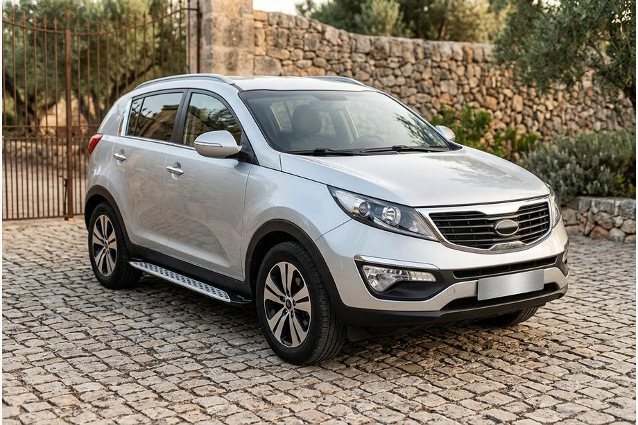 Kia Sportage 2010-2015 гг. Боковые Подножки Shining V1 (2 шт., Алюминий) Фото 1