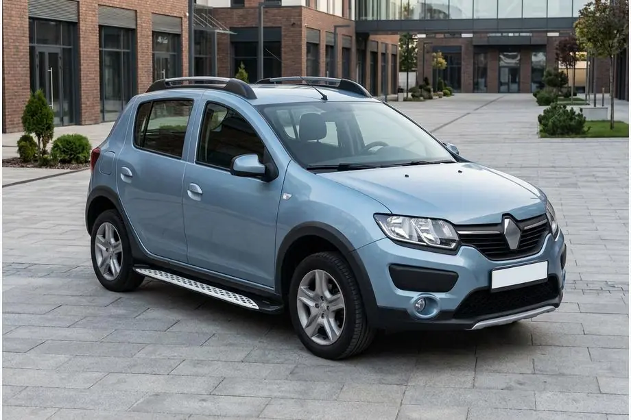 Dacia Sandero 2013-2020 гг. Боковые Подножки Shining V1 (2 шт., Алюминий) Фото 1