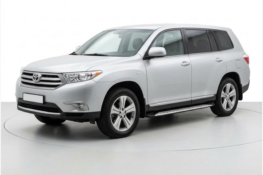 Toyota Highlander 2008-2013 гг. Боковые Подножки Shining V1 (2 шт., Алюминий) Фото 1
