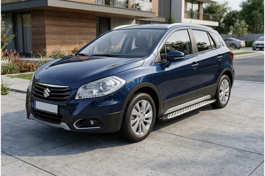 Suzuki SX4 S-Cross 2013-2016 гг. Боковые Подножки Shining V1 (2 шт., Алюминий) Фото 1