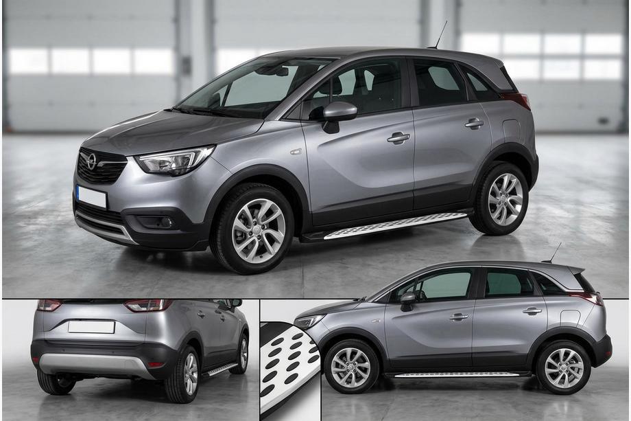 Opel Crossland X 2017-2024 гг. Боковые Подножки Shining V1 (2 шт., Алюминий) Фото 1
