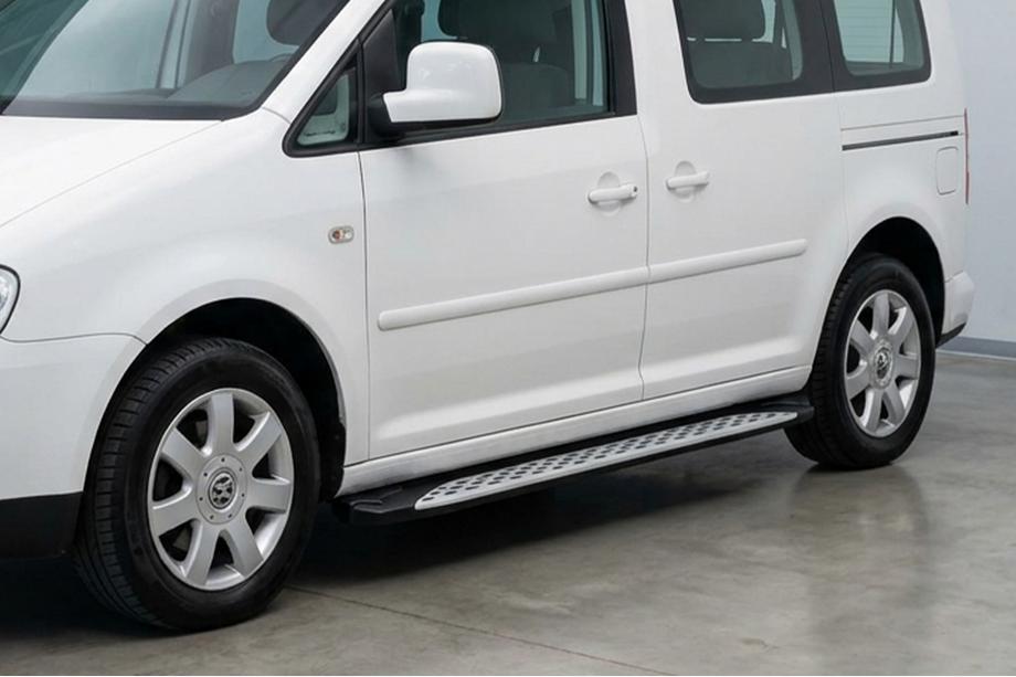 Volkswagen Caddy 2010-2015 гг. Боковые Подножки Shining V1 (2 шт., Алюминий) Фото 1