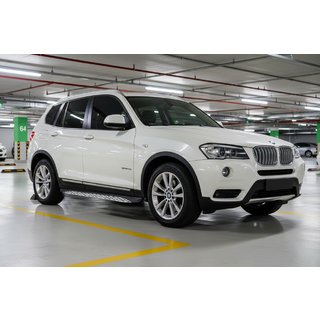 Боковые Подножки Shining V1 (2 шт., Алюминий) BMW X3 F25 2011-2018 гг. фото 1