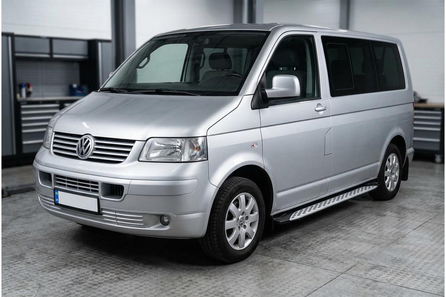 Volkswagen T5 Transporter 2003-2010 гг. Боковые Подножки Shining V1 (2 шт., Алюминий) Фото 1