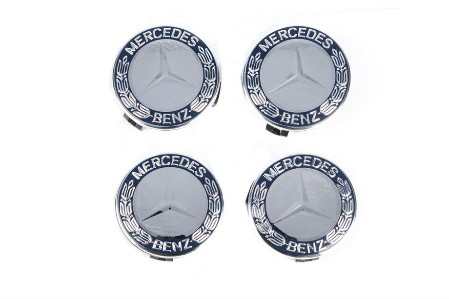 Mercedes-Benz Колпачки на диски 71/75 мм без кольца (4 шт, синие V1) Фото 2