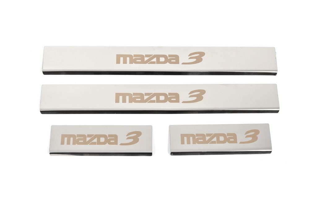 Накладки на пороги (4 шт, Глянець, нерж) для Mazda 3 2013-2019 рр