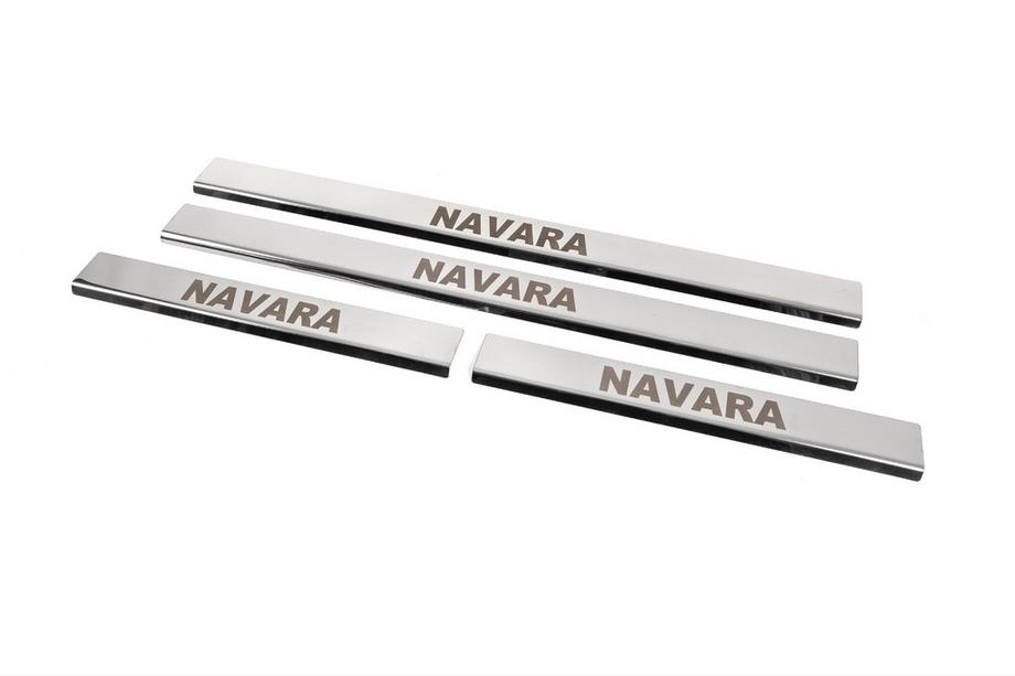 Nissan Navara 2006-2015 гг. Накладки на Пороги (4 шт, Нержавейка) Фото 2