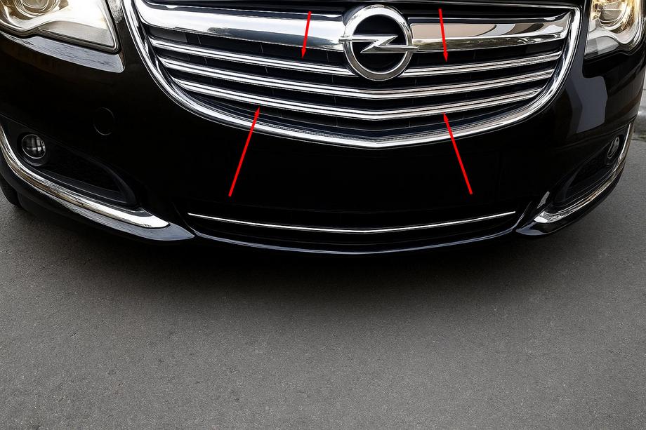 Opel Insignia 2008-2017 гг. Хромированные Накладки на Решетку (2014-2017, Нержавеющая Сталь) Image