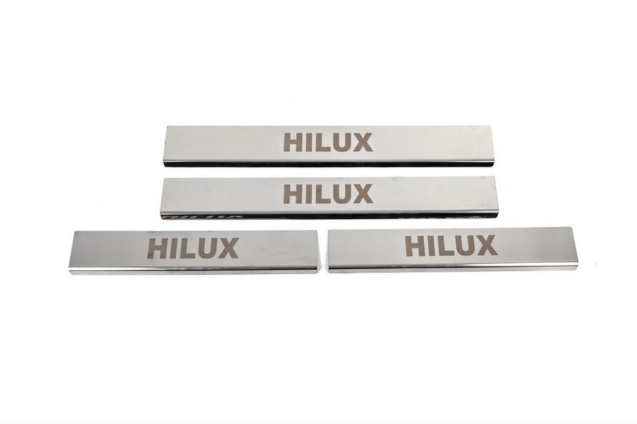 Toyota Hilux 2015- гг. Накладки на пороги (4 шт, нержавейка) Фото 1
