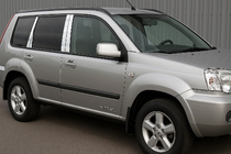 Nissan X-trail T30 2002-2007 гг. Накладки на дверные стойки из нержавеющей стали (8 шт.) фото 1