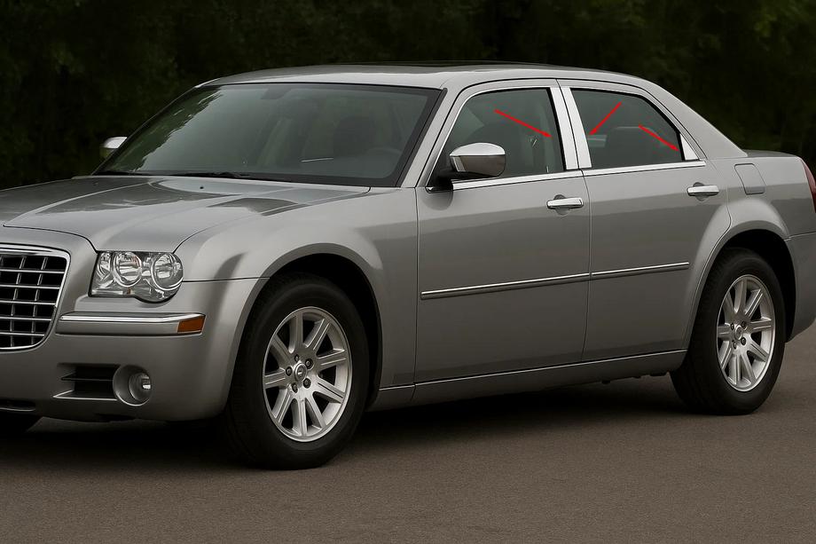 Chrysler C300 2004-2011 гг. Накладки на дверные стойки из нержавеющей стали (6 шт) Фото 1