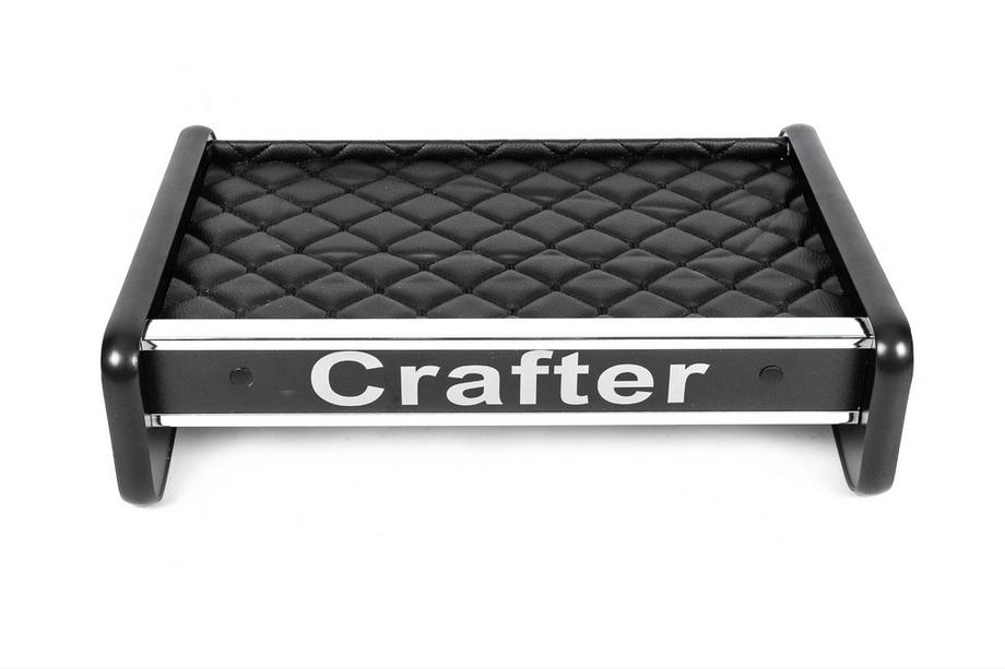 Volkswagen Crafter 2016- гг. Полка на панель (Черная с черной строчкой) Image