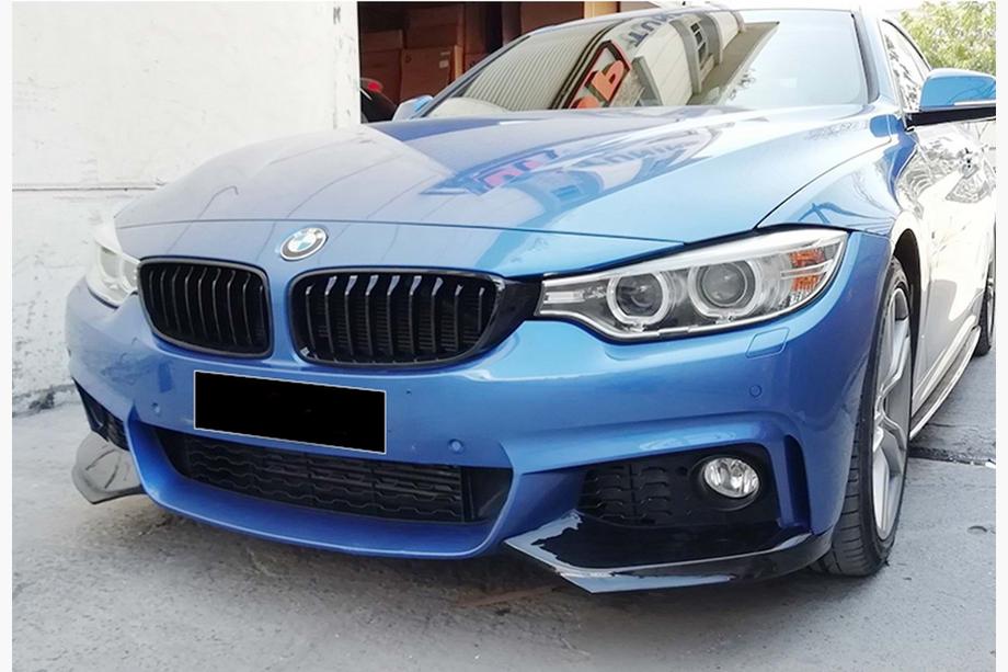 BMW 4 серия F32/F33/F36 2012-2020 гг. Накладка на передний бампер DPT Flap V-1 (для M-Technic, черный глянец) Image