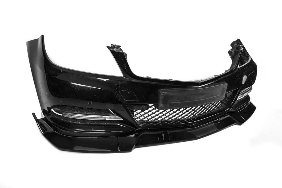 Mercedes C-class W204 2007-2015 гг. Передний Лип-Спойлер DPT V1 (2011-2015, Черный Глянец) Фото 15